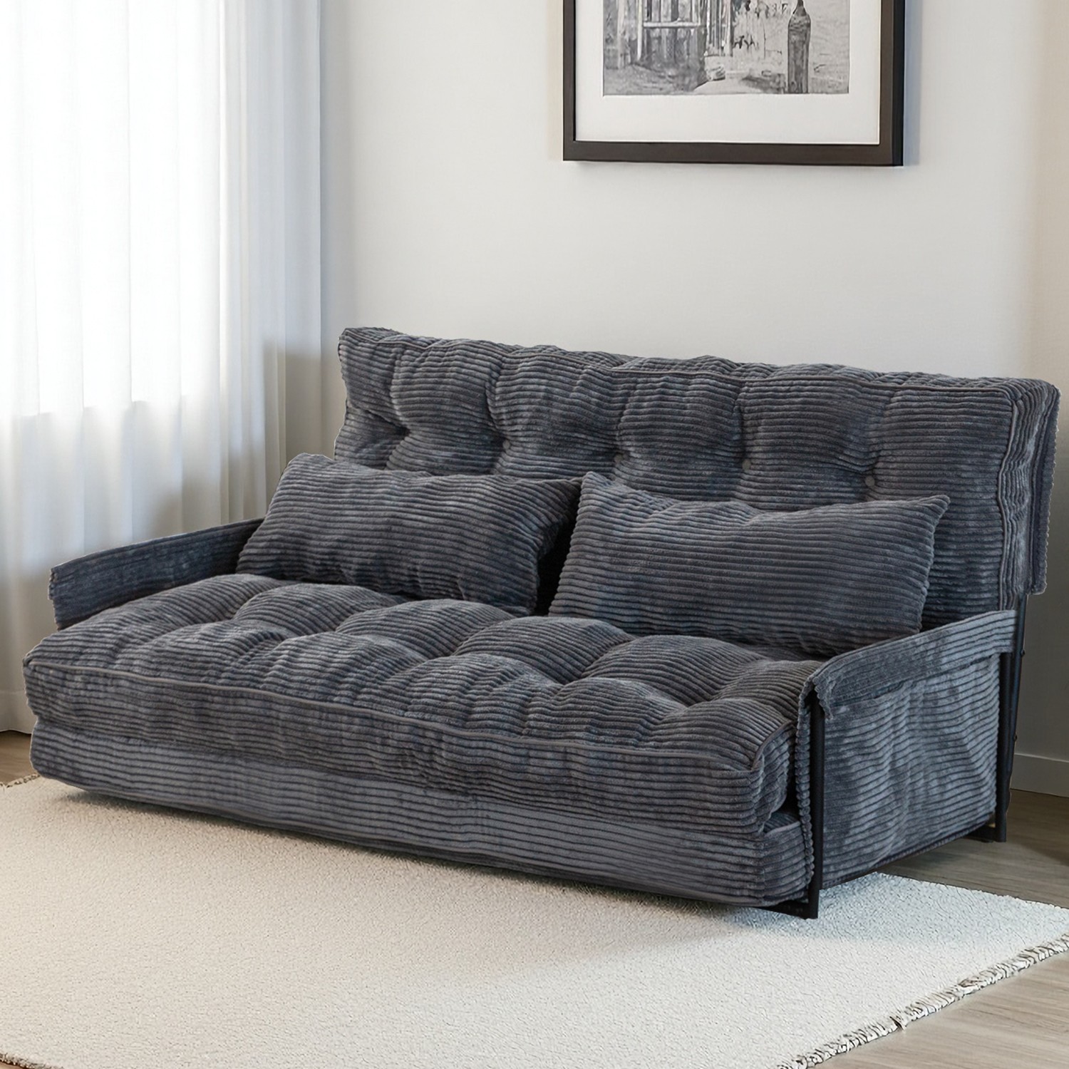 MAXYOYO Convertible Floor Sofa,Bean Bag Sofa with Pillows,Adult Lazy Sofa gallery