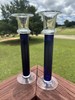 Cobalt Blue Pillar Glass Candlesticks 10 Inch Crate and Barrel #1642 Set Of 2 gallery