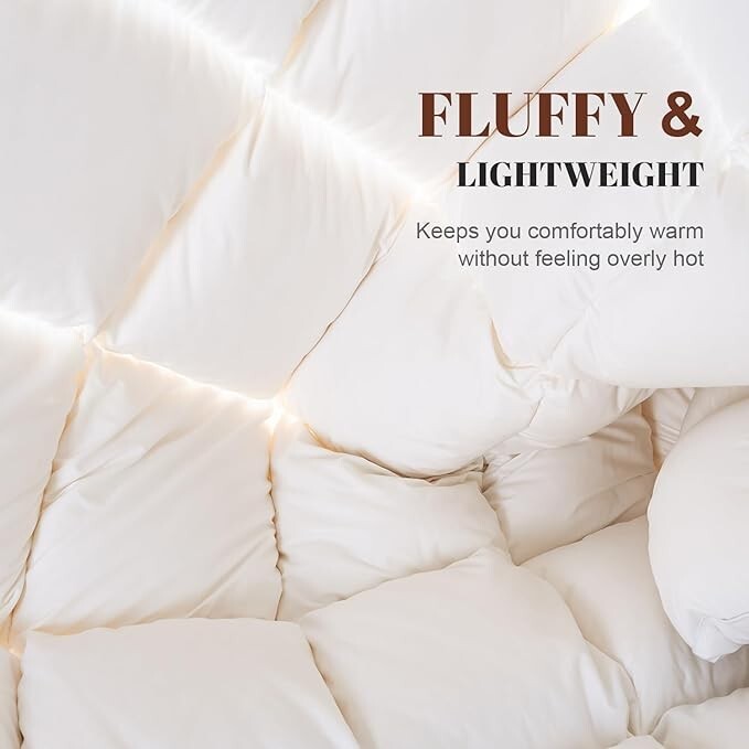 WhatsBedding Luxurious Feather Down Fiber Comforter Queen Queen, White 90x90 gallery