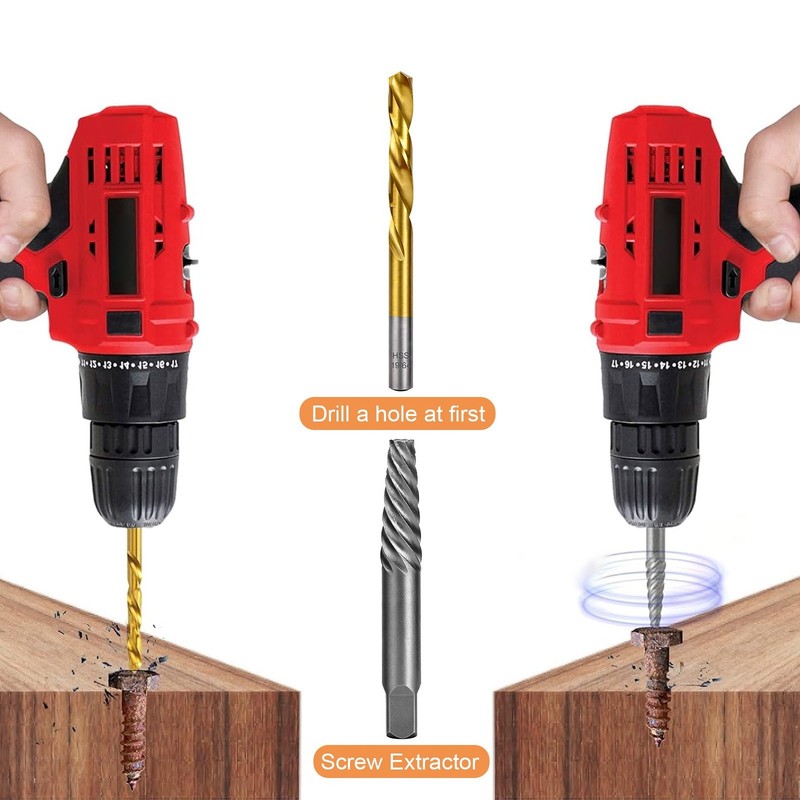 15x Screws Bolt Extractor Set W/ Reverse Drill Bit Ez Out Stripped Screw Nut Set gallery