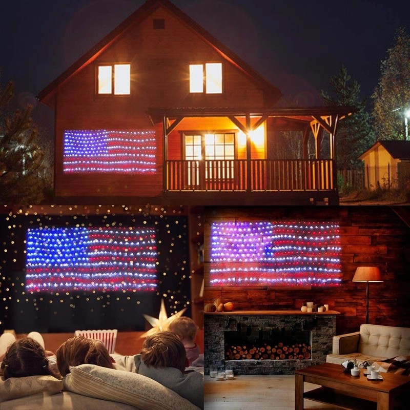 American Flag String Lights Waterproof Led Flag Net Light with 420 Super Bright* gallery