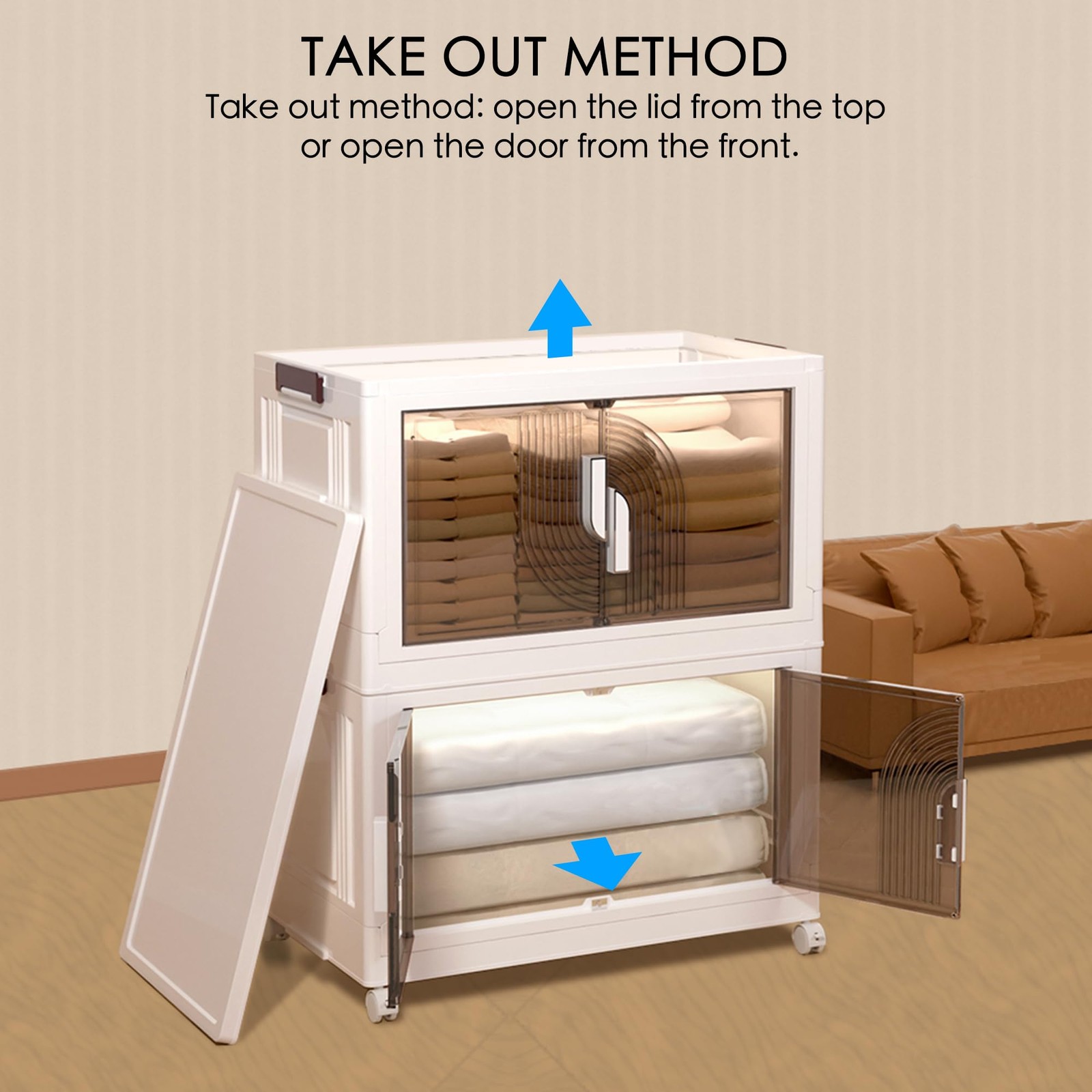 Foldable Storage Bins with Lids Stackable Storage Bins with Doors and Wheels ... gallery