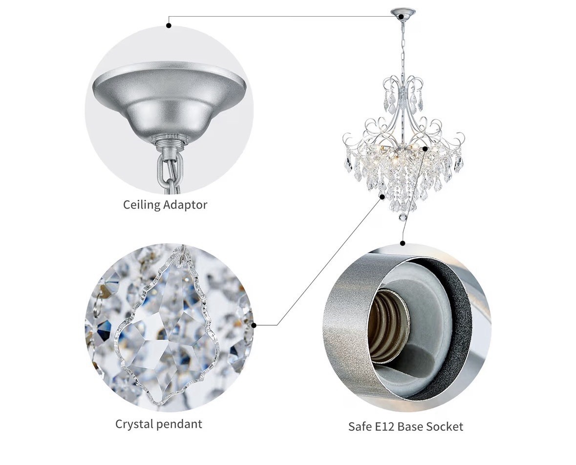 Crystal Chandelier 10-Light Pendant Ceiling Light Modern Lighting Fixture Silver gallery
