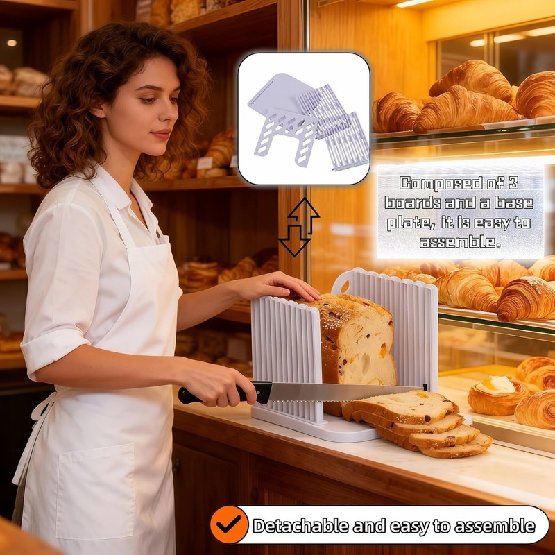Adjustable Bread Slicer Guide - 4 Thickness Settings for Perfect Homemade Bread gallery
