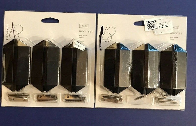 (2) Project 62 3-Pack Hexagonal Galaxy Shield Hook Sets Flat Black 6 Hooks Total gallery