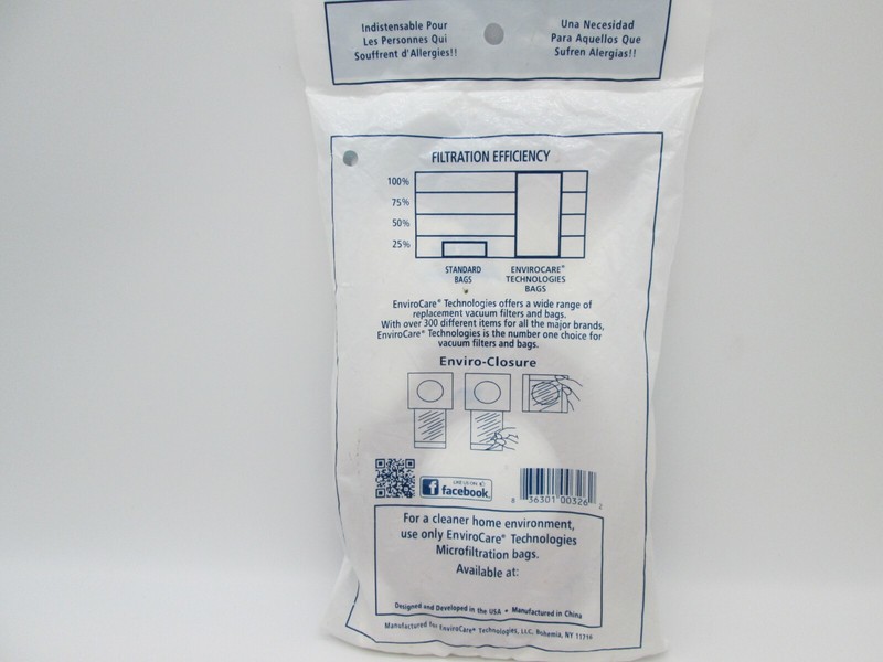 Enviro Care Technologies Micro Filtration Vacuum Bags Eureka Type PL pack of 3 gallery