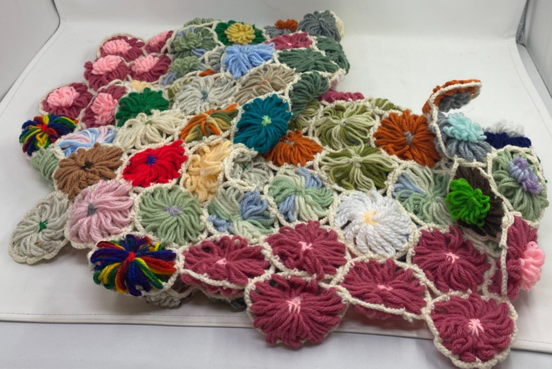 Crocheted Granny Square Throw Blanket Afghan Flowers 28"x31" gallery