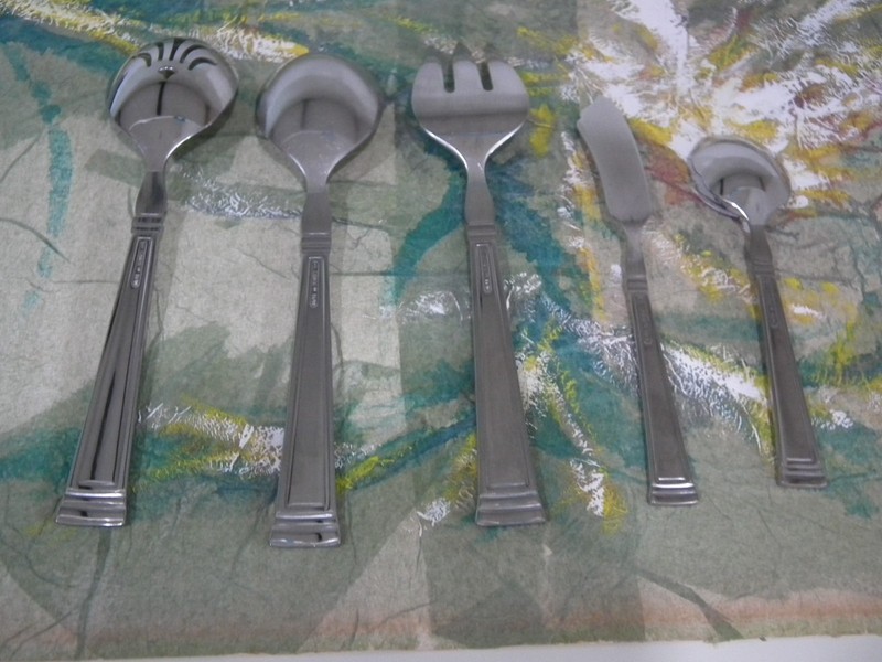 Lenox Esquire (5) Serving Pieces-Solid, Slotted, Sugar Spoons, Meat Fork, Butter gallery
