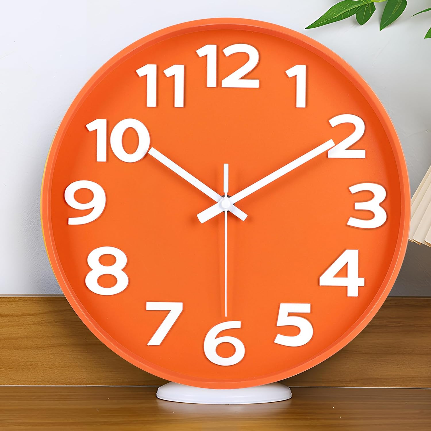 12-Inch Modern Indoor Outdoor Wall Clock, Minimalist Orange Design, Silent Non-T gallery