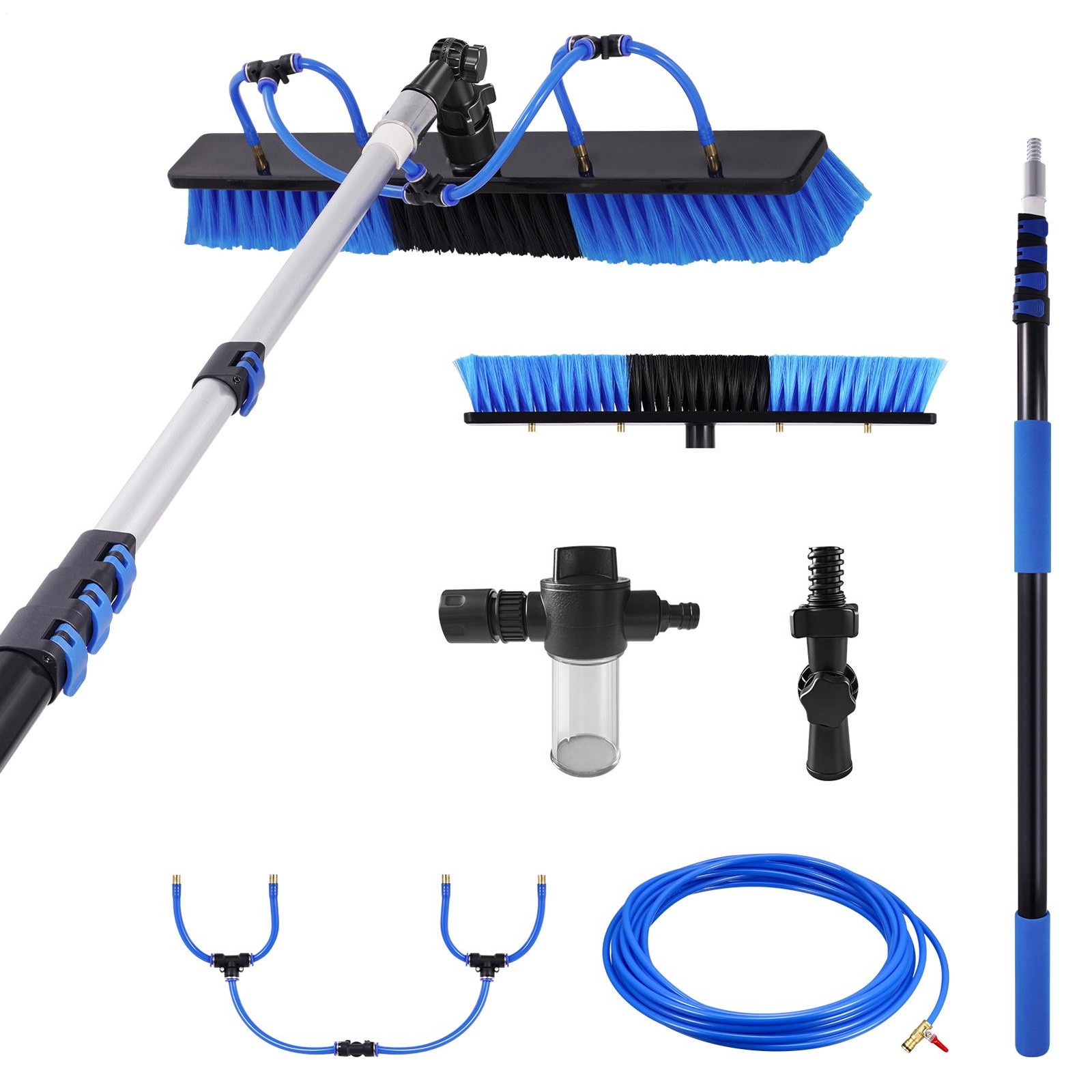 16Ft L Solar Panel Cleaning Pole Kit With 33 Ft Water pipe And Brush System gallery