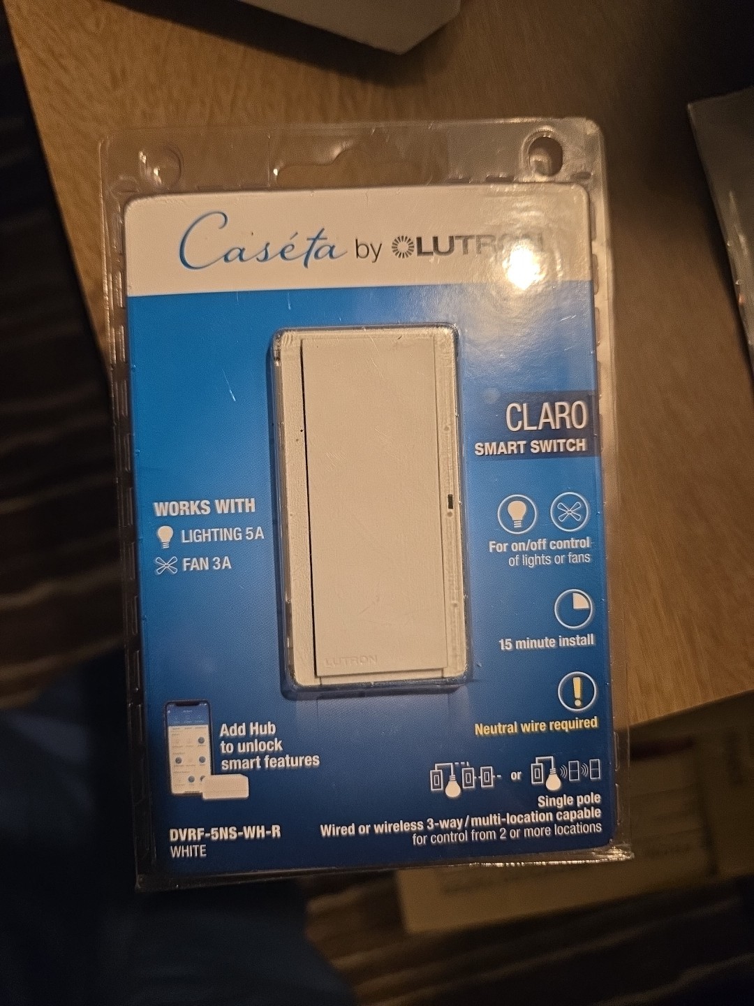 Lutron Caseta Claro Smart Switch - White DVRF-5NS-WH-R BRAND NEW!!!! gallery