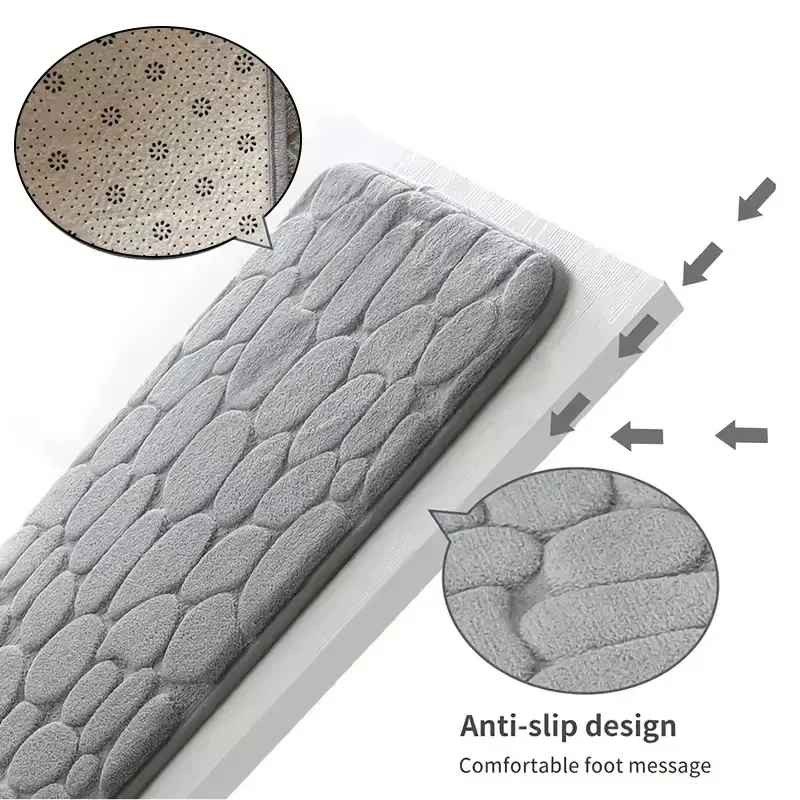 Memory Foam Bath Mat Non-Slip Cobblestone Rug Velvet Bathroom Carpet gallery