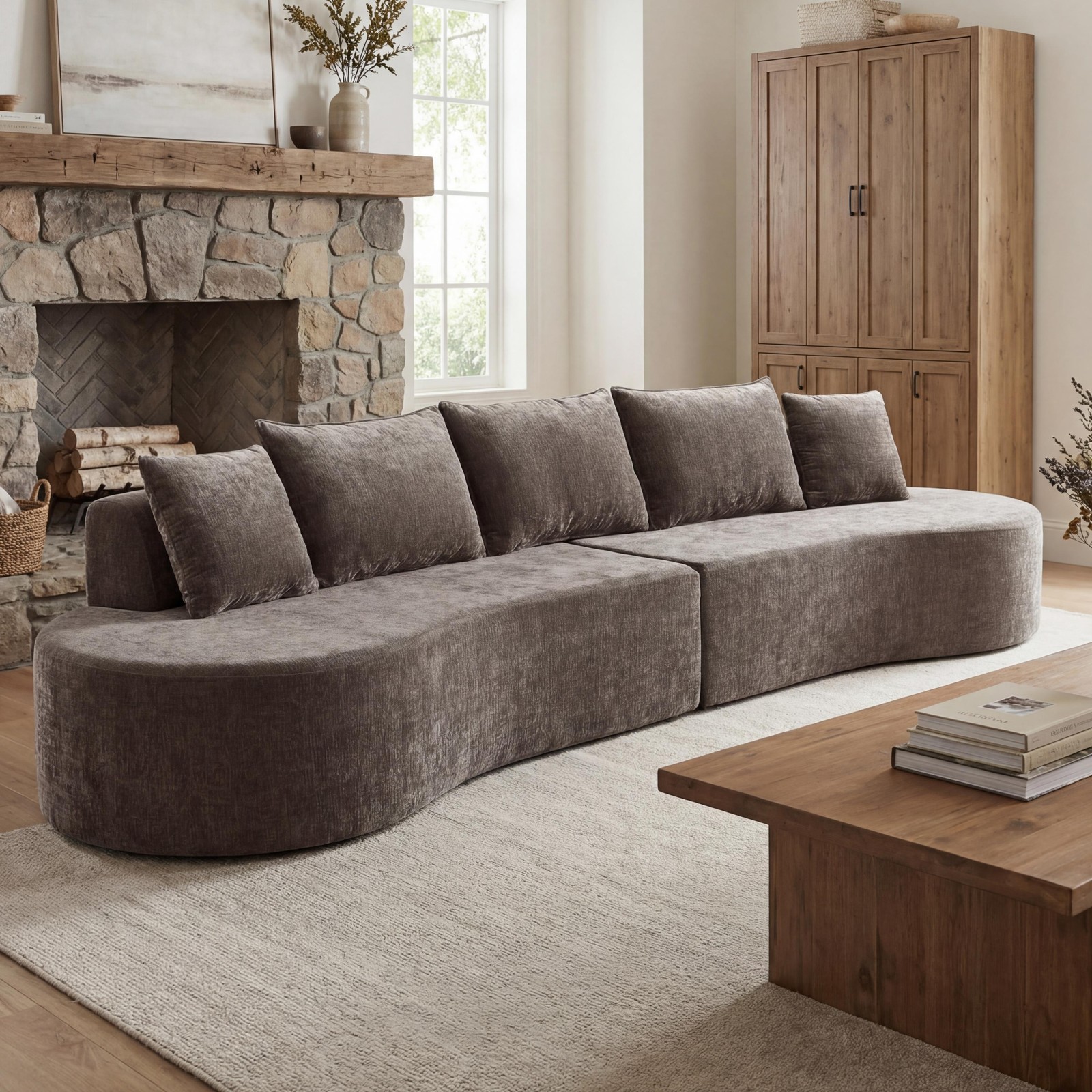 138.6" Modern Curved Modular Sectional Sofa with High-Density Fully Compressed S gallery