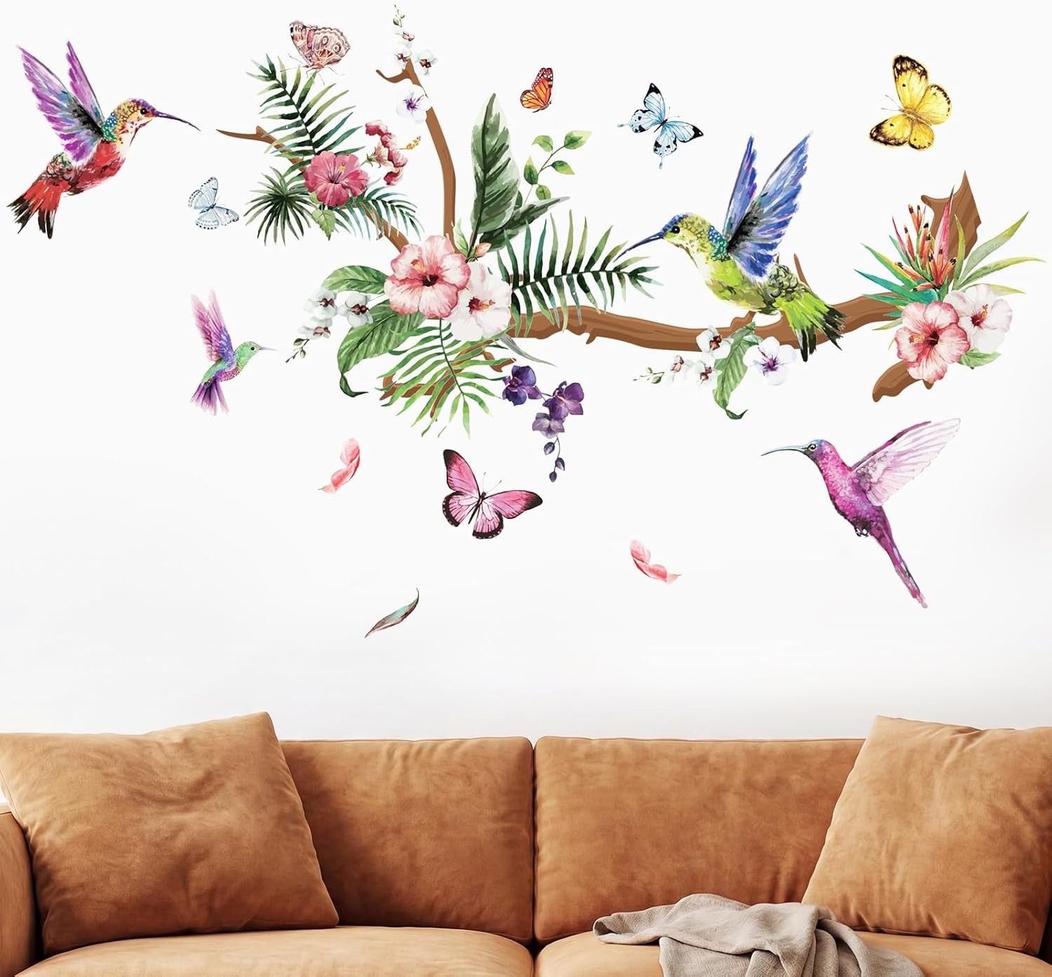 3 Sheets Hummingbirds Wall Stickers Murals Peel Decals Birds Tree Flower Butterf gallery