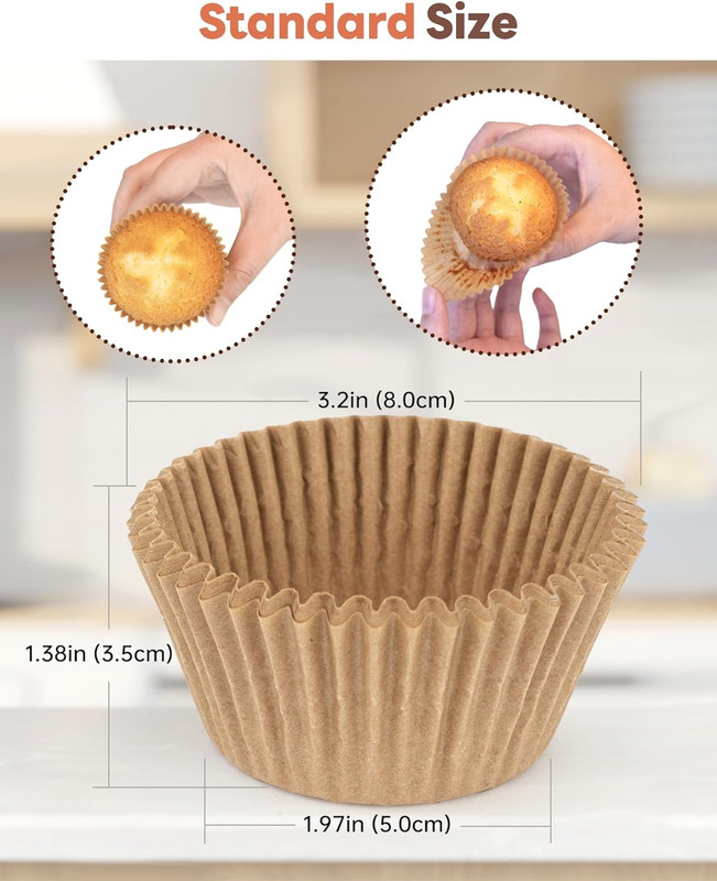 Non-Stick 200Pcs Standard Cupcake Liners for Baking, Natural, Food-Grade Cupcake gallery