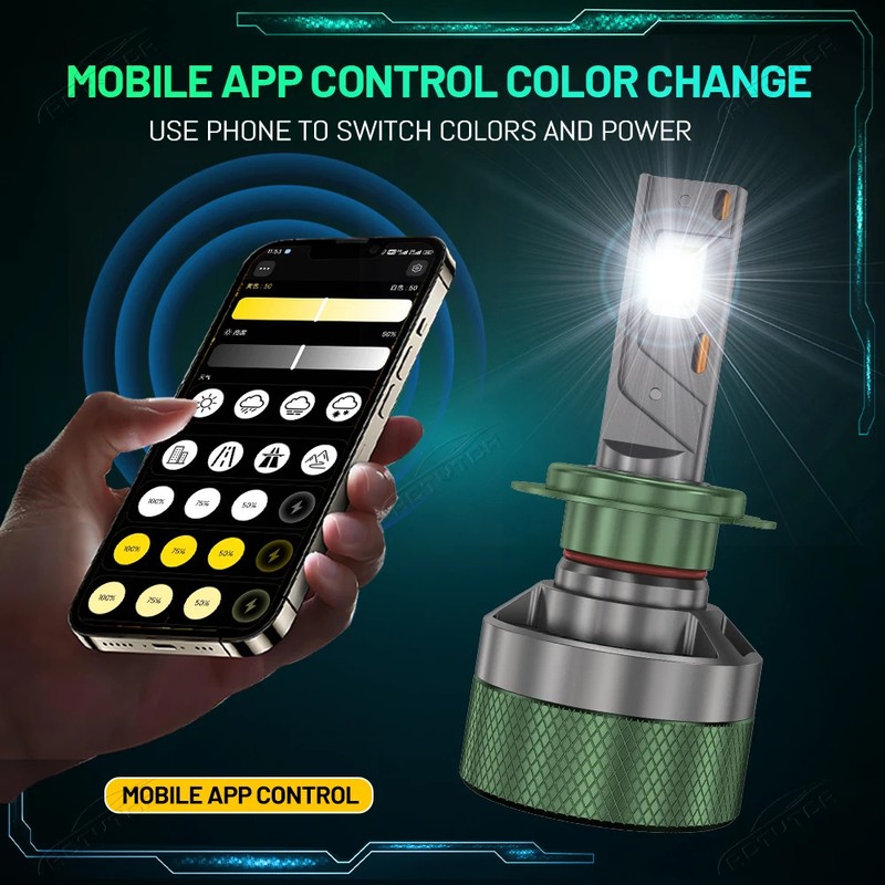 9005 LED Headlight Bluetooth APP Control Color 3000W H4 H7 LED H1 H11 Auto Bulbs gallery