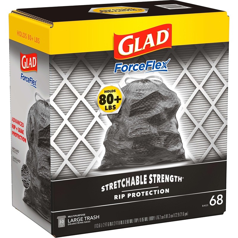 Glad ForceFlex Large 30 Gallon Trash Bags 68 Count Heavy Duty Black gallery