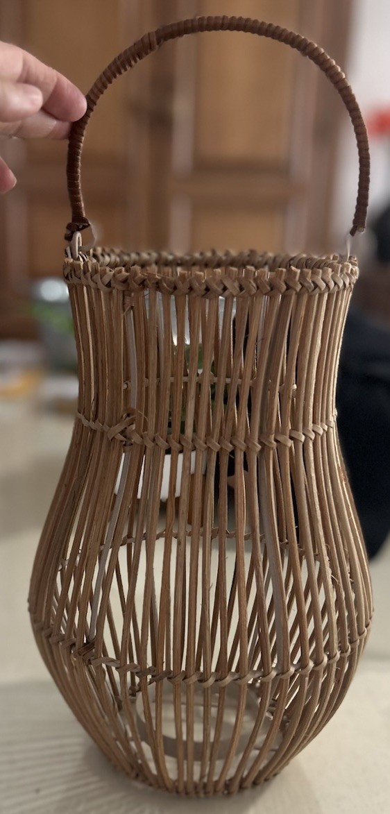 Wicker Woven Round Belly Large Lantern Candle Holder With Handle 12.5” gallery