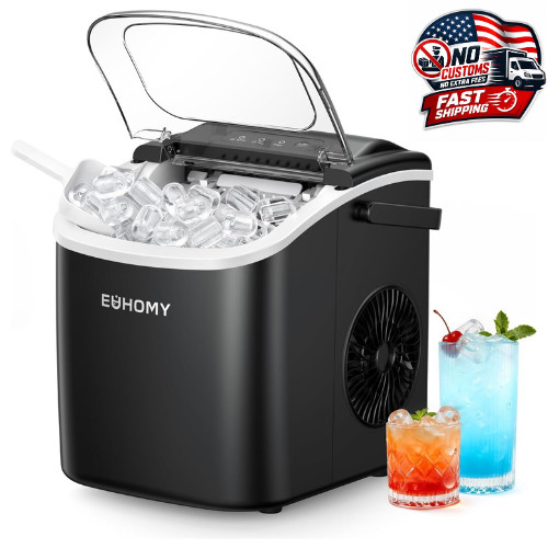 Portable Countertop Ice Maker 26lbs/24H Auto Clean 9 Cubes in 6 Mins Black USA gallery