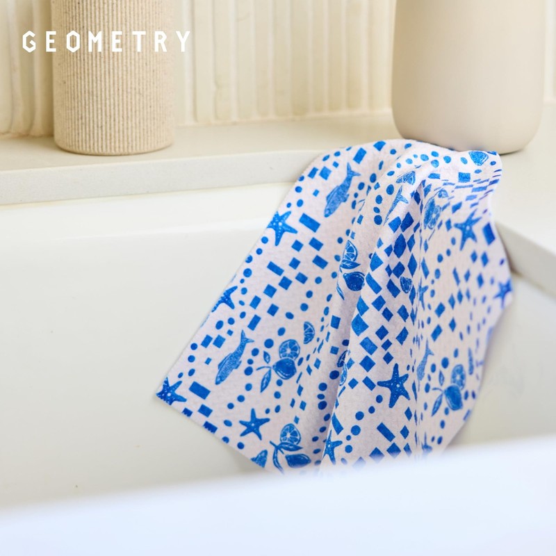 GEOMETRY Kitchen Dish Cloths - Spring & Summer 10" x (3 Pack), Daisy Sky gallery