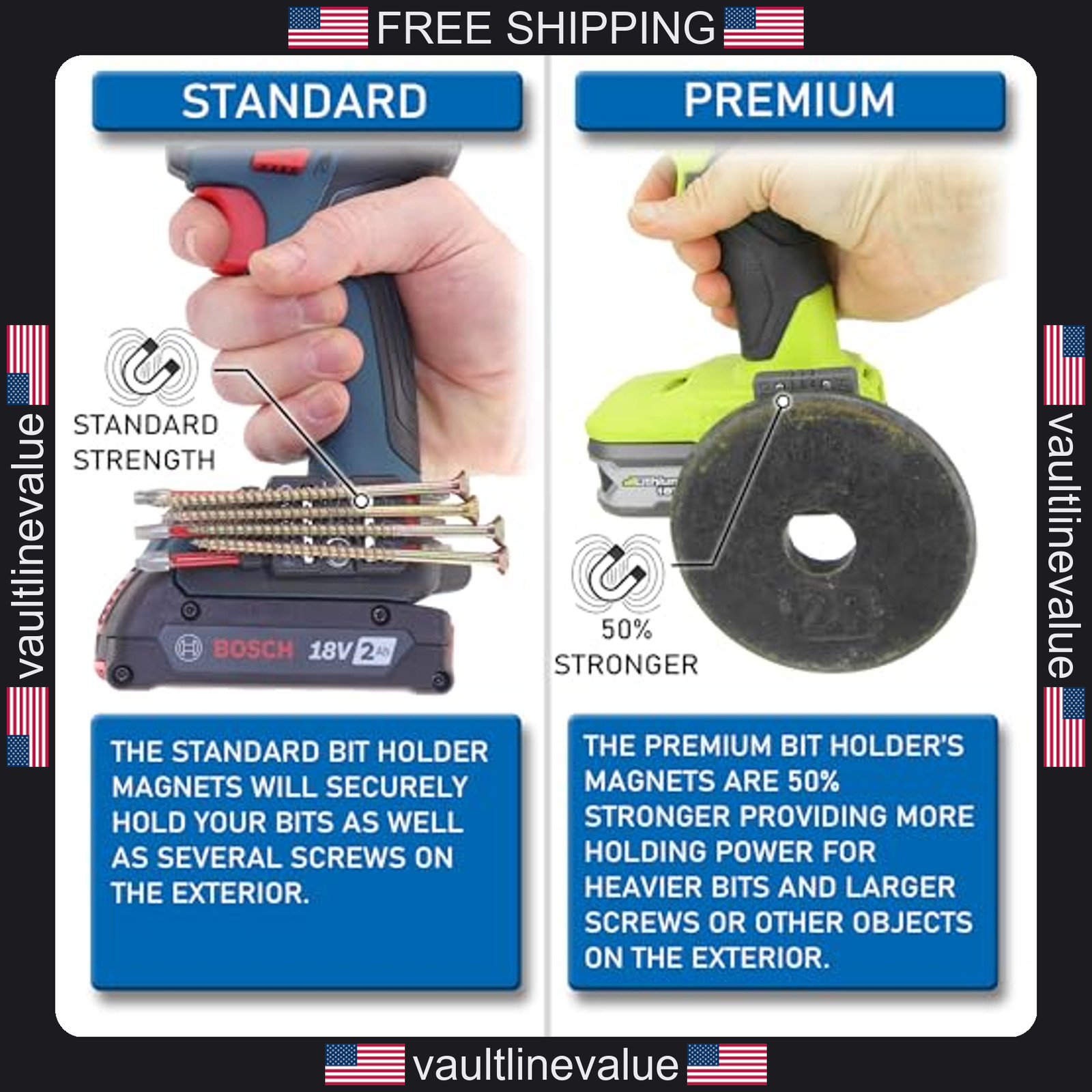 Halberd magnetic bit holder 2 pack universal fit belt clip for Milwaukee DeWalt gallery