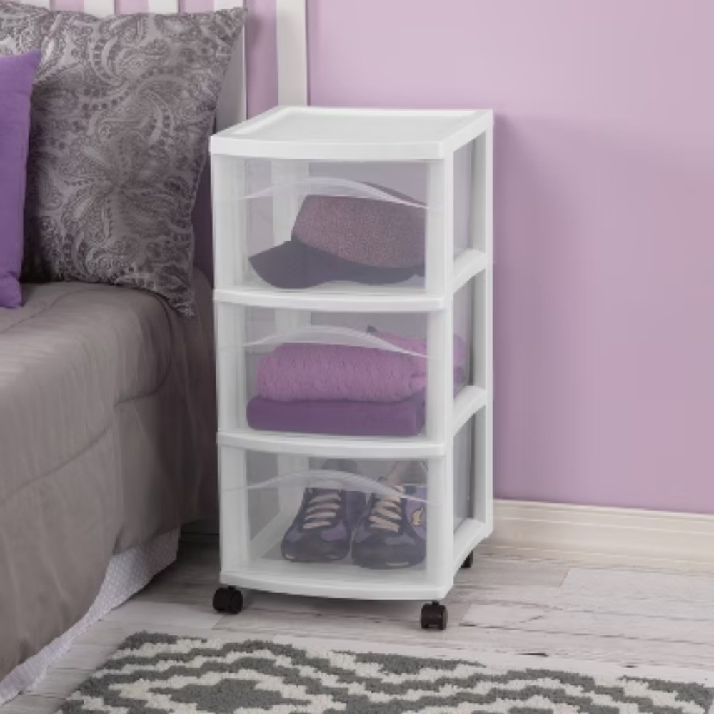 3 Drawer Medium Cart: Plastic Storage Drawers, Portable Utility with Casters gallery