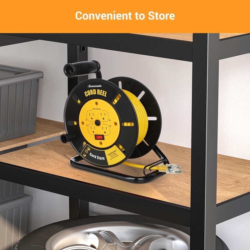 DEWENWILS Electrical Cord Extension Storage Reel with 4 Outlets Integrated Cord gallery