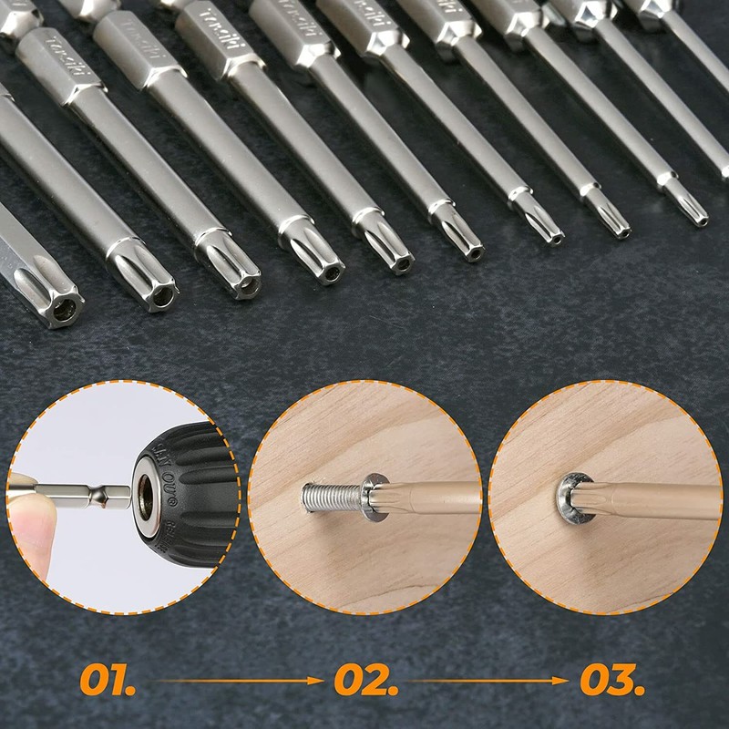 12PC Tamper Proof Star Impact Driver Bit Set Security Screwdriver Bits Hex Shank gallery