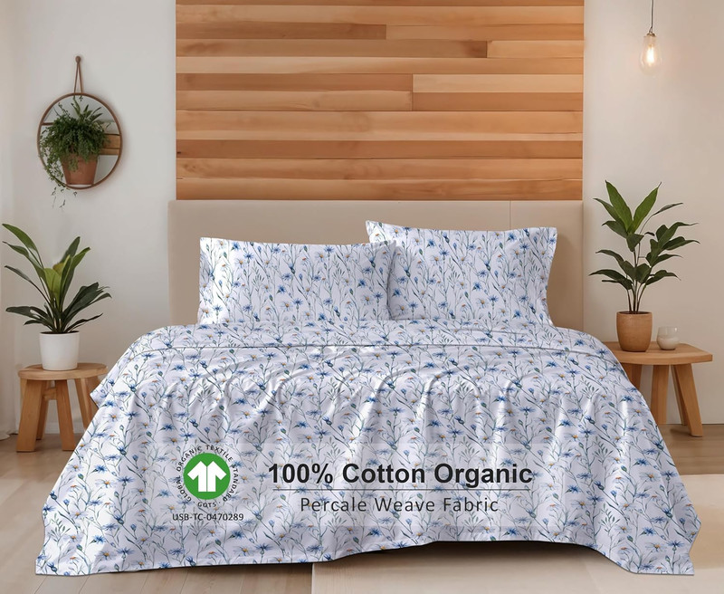 100% Cotton Organic Percale Sheets Full Size – Crisp Cooling Bed Sheets for Hot gallery