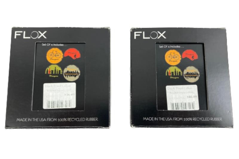Flox Oregon Design Recycled Rubber Coasters Set of 8 in Original Boxes gallery