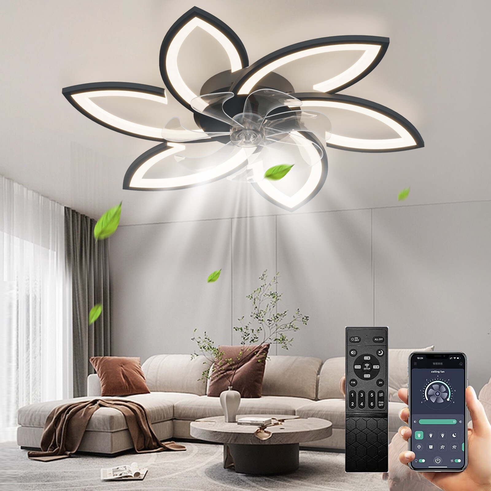 Ceiling Fan with Lamp,Modern LED Ceiling Light with Remote Control,DimmableLight gallery
