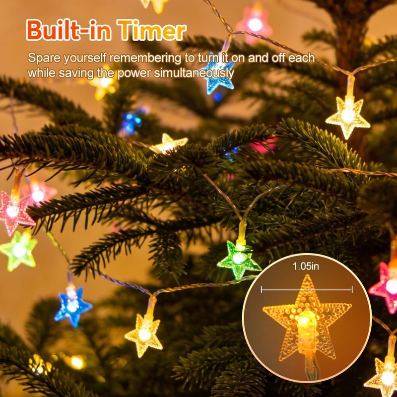150 LED Color Changing Star String Lights - 65.6ft with Remote, 11 Modes, IP4... gallery