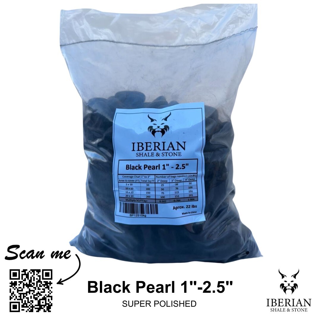 Black Pearl- Super Polished Black Pebbles 1”-2.5” gallery
