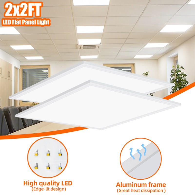 2 Pack 2x2 LED Flat Panel Light Drop Ceiling 0-10V Dimmable,100-277V, ETL Listed gallery