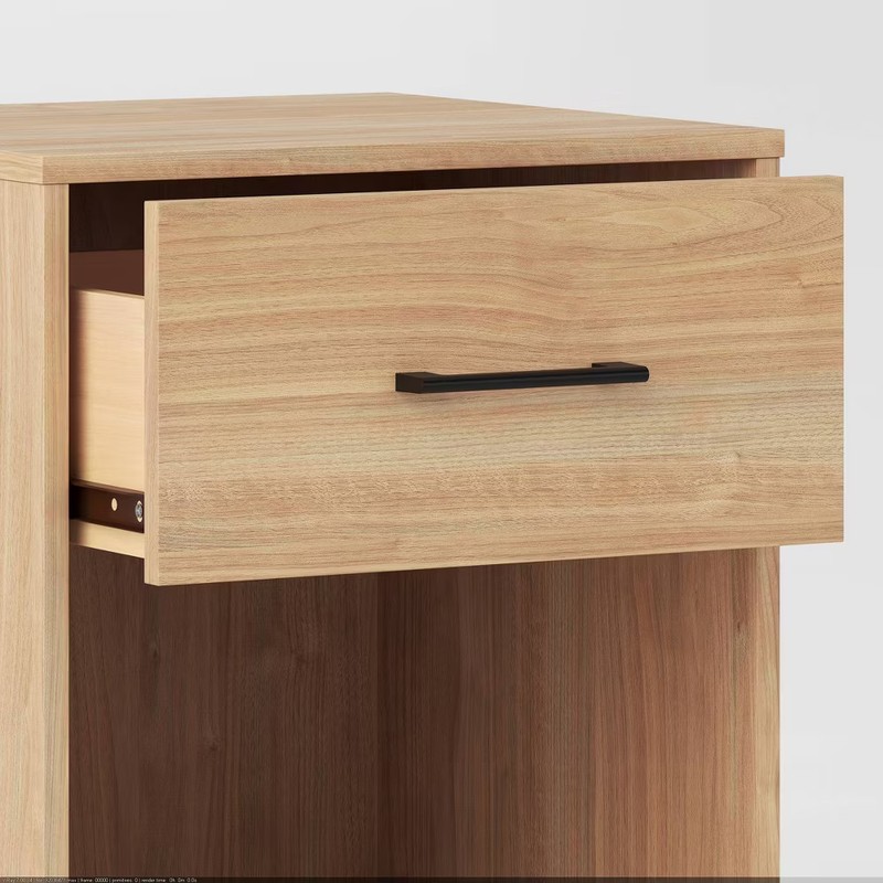 Mixed Materials Nightstand Updated Base Natural Wood - Room Essentials gallery