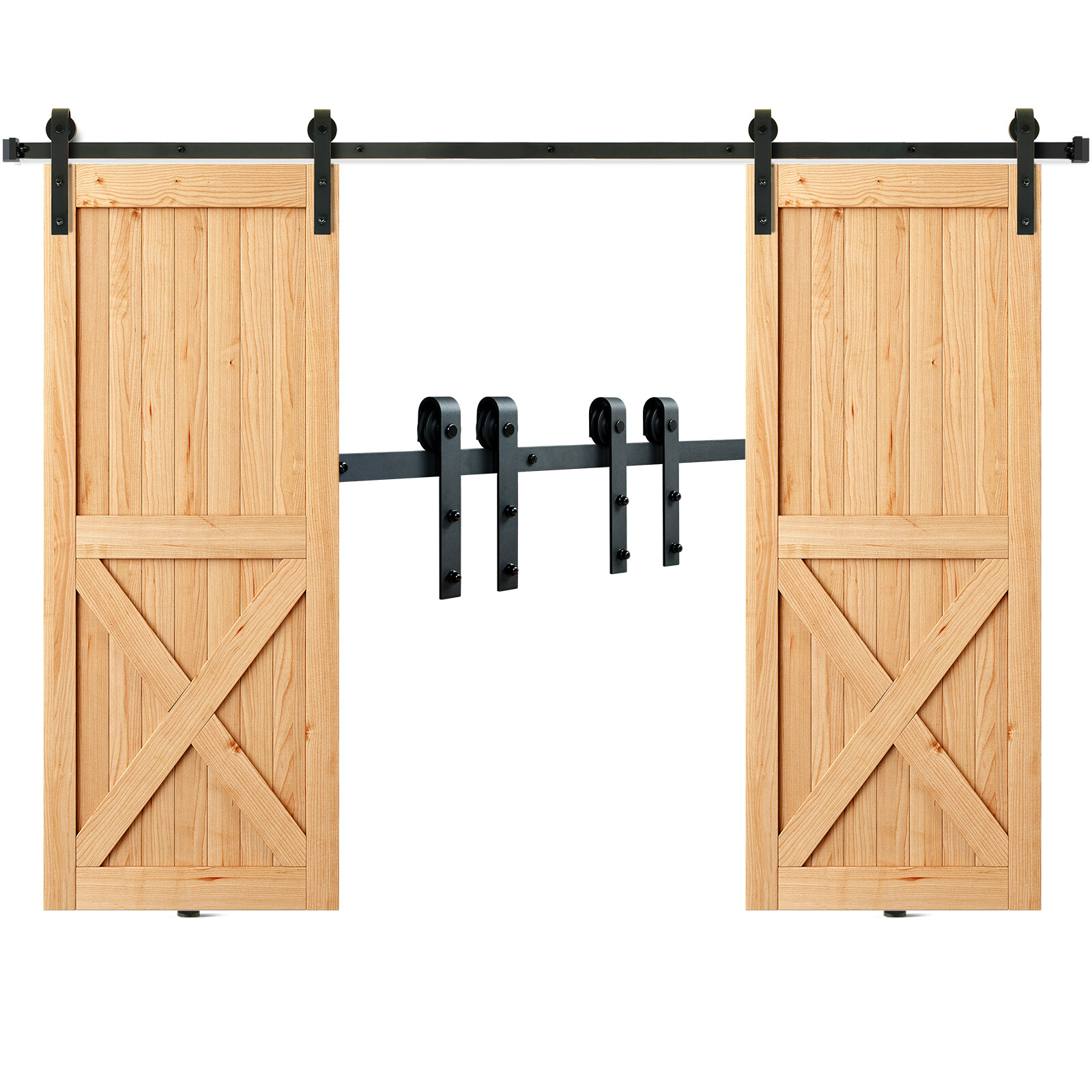 VEVOR 8FT Sliding Barn Door Hardware Closet Track Kit for Double Doors J Hanger gallery