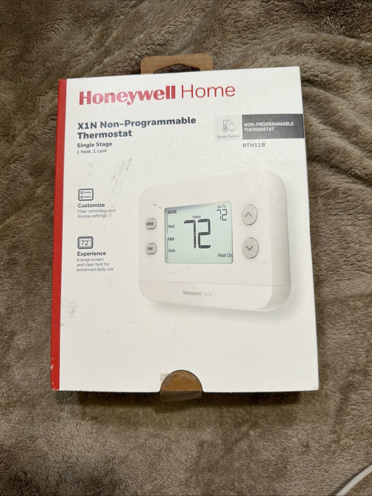 NIB Honeywell Home X1N Non-Programmable Thermostat Single 1-Heat/1-Cool gallery
