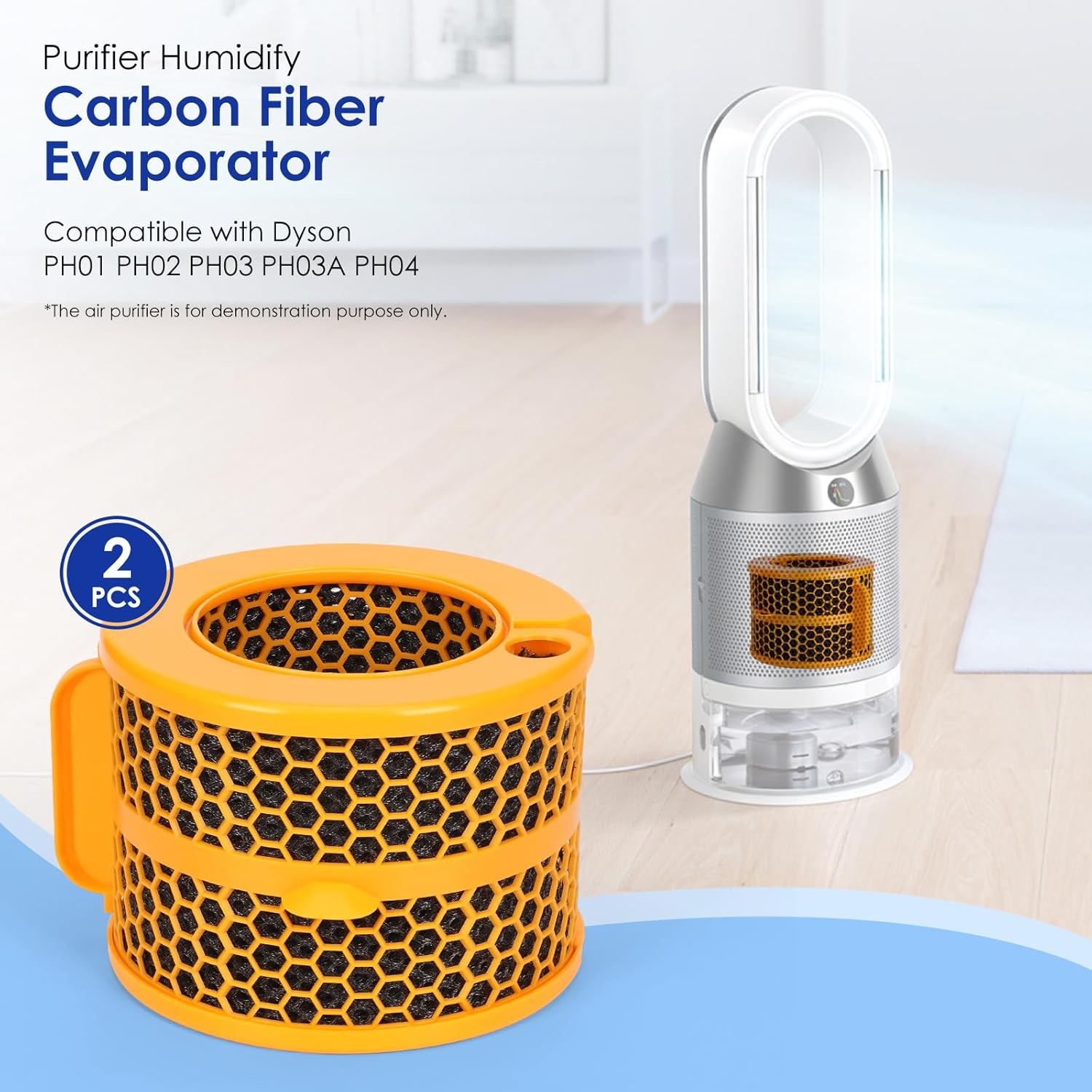 2 Pack Air Purifier Carbon Fiber Evaporator Filter for Dyson PH01 PH02 PH03 PH04 gallery