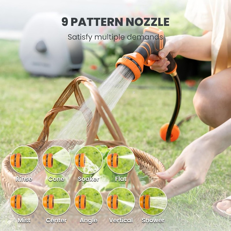 Giraffe Tools 1/2" x 100FT Retractable Garden Hose Reel 360° Swivel Ground Mount gallery