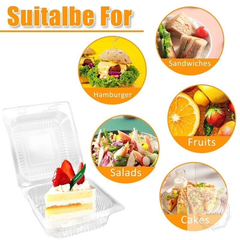 100 Pack Clear Plastic Square Hinged Food Clamshell Container,Disposable To Go gallery