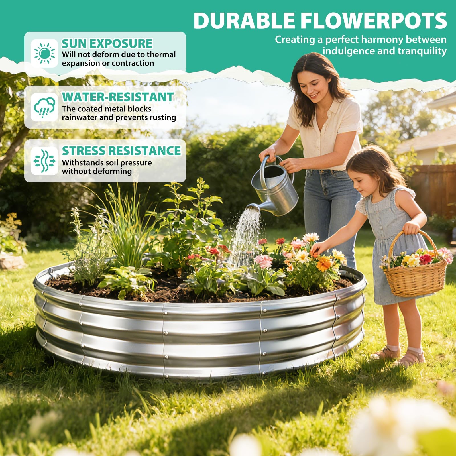6FT Diameter Galvanized Garden Raised Bed/Plant 72 Dia X 12 inches Silver gallery