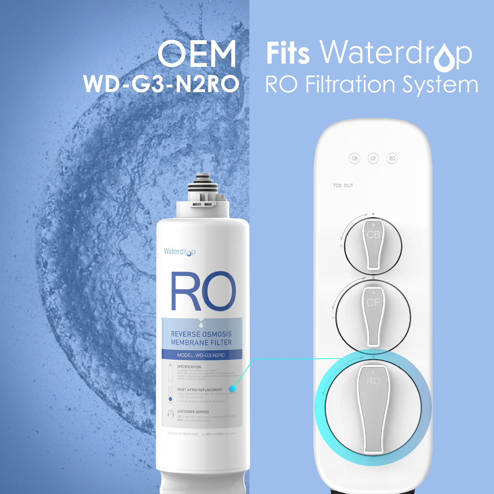 Waterdrop WD-G3-N2RO Filter, Replacement for WD-G3-W Reverse Osmosis System gallery