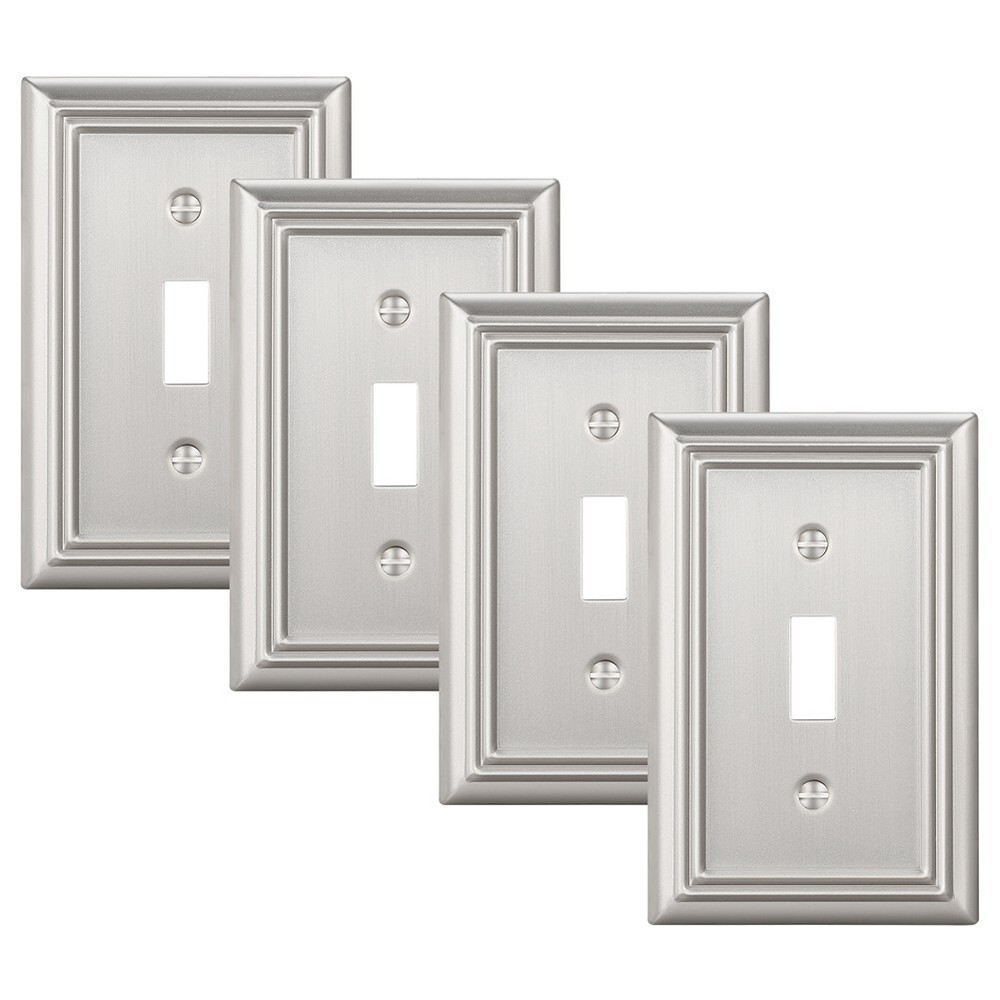 DEWENWILS 4-Pack Toggle Wall Plates, Brushed Nickel Light Switch Cover, Metal，