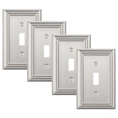 DEWENWILS 4-Pack Toggle Wall Plates, Brushed Nickel Light Switch Cover, Metal，