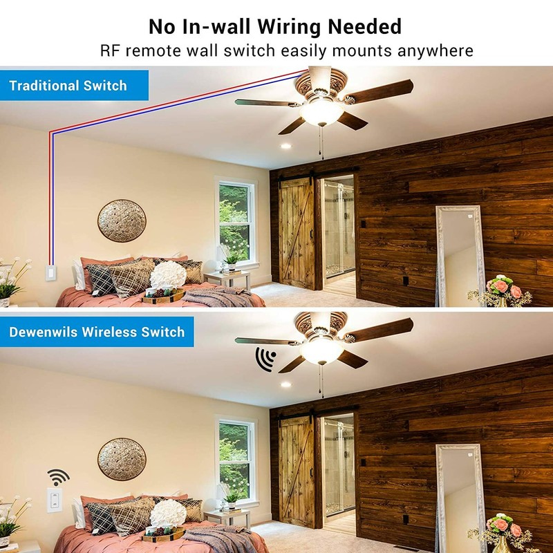 DEWENWILS Wireless Remote Control Wall Light Switch for Ceiling Lights 30M Range gallery