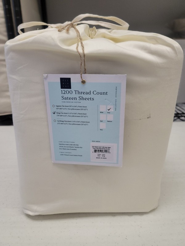 Ella Jayne 1200 Thread Count 100% Cotton Sateen 4-Pc. King Sheet Set Ivory gallery