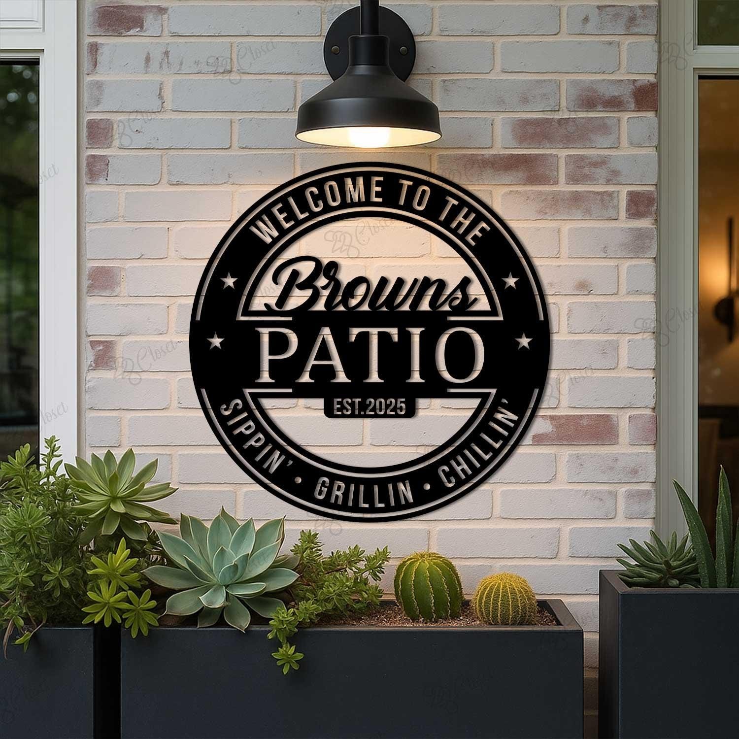 Custom Patio Metal Sign Personalized Family Name Outdoor Wall Decor Backyard gallery