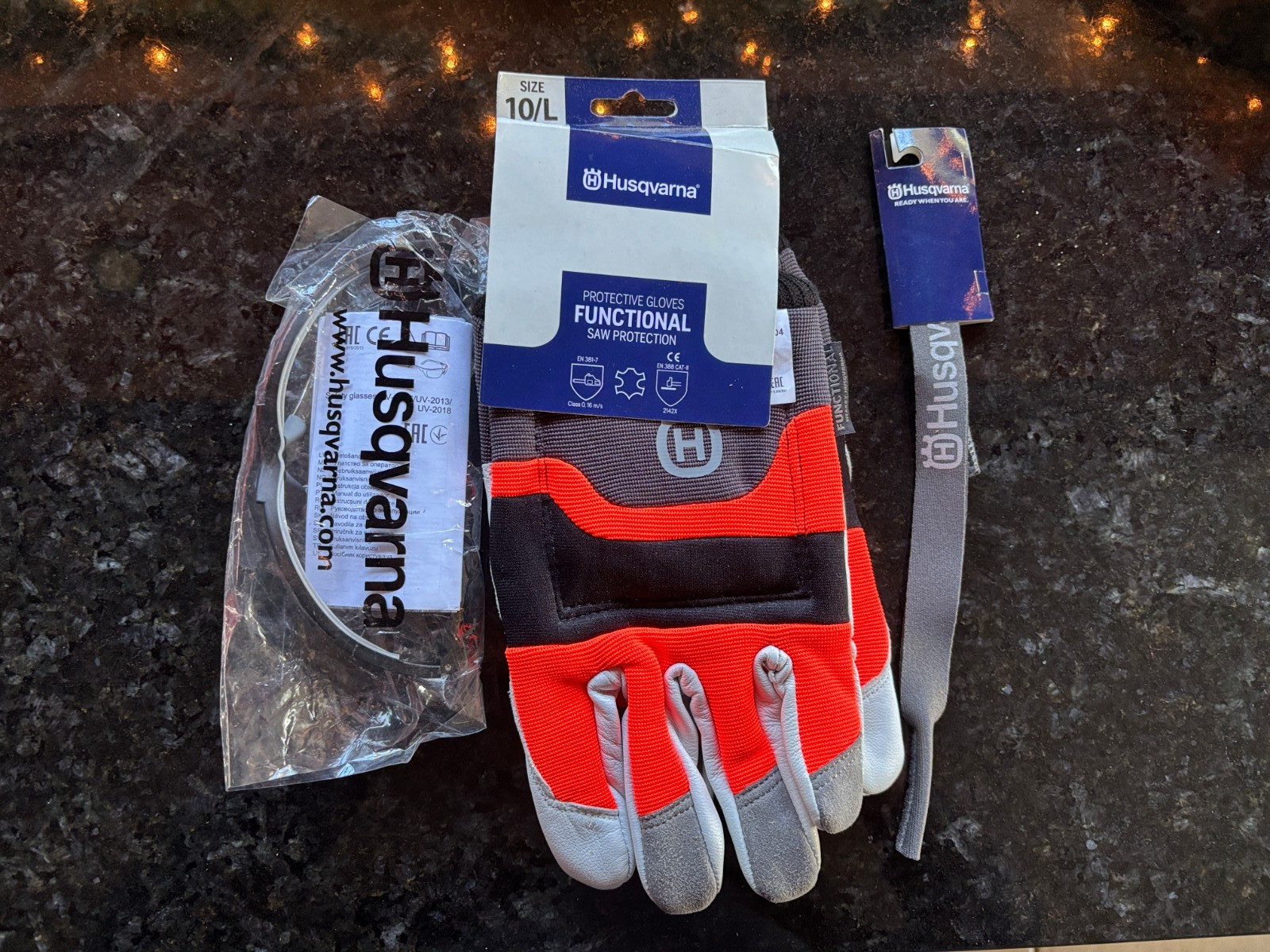 Husqvarna Large Functional Saw Protection Gloves - 579380210 Glasses and Lanyard gallery