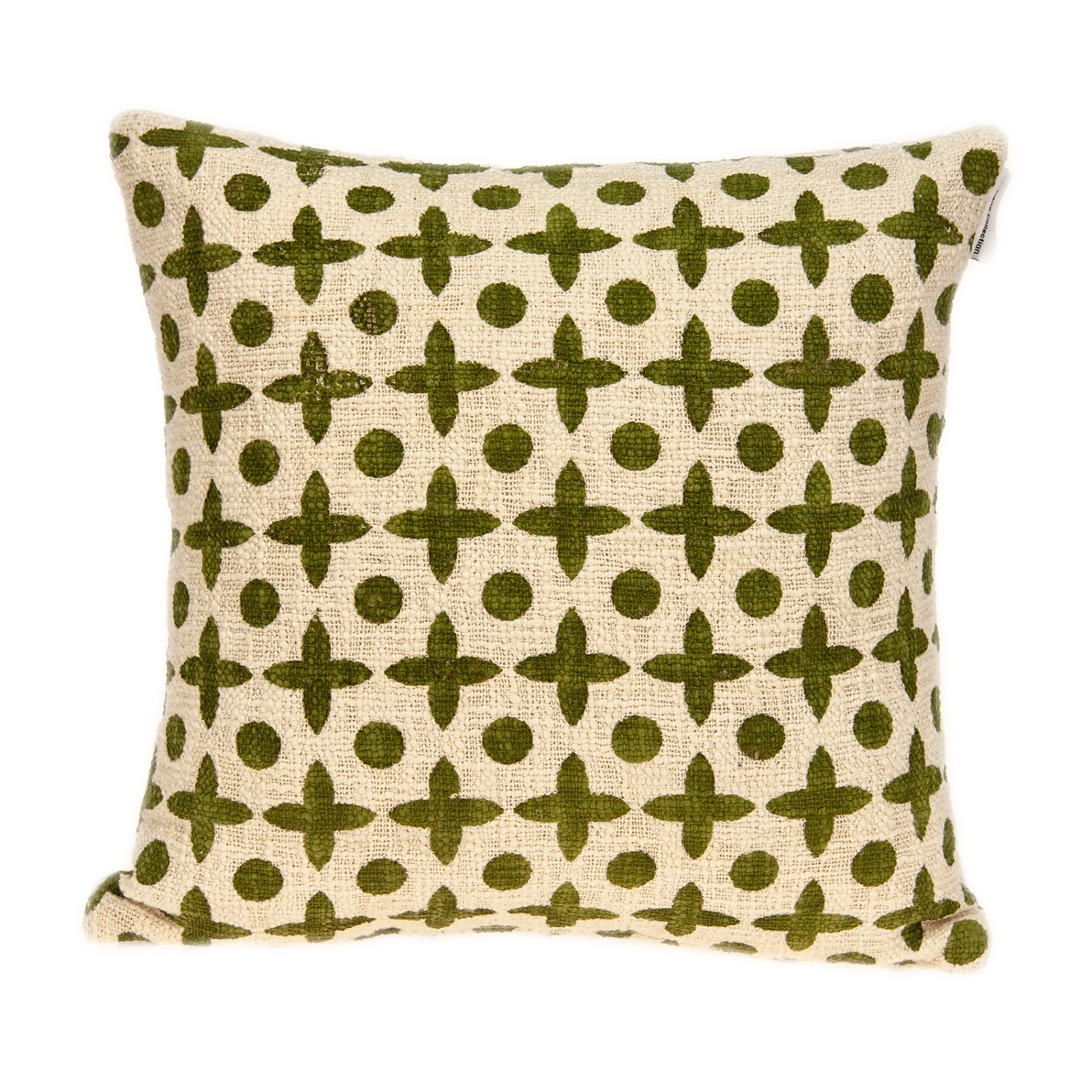Parkland Collection Sitara Beige/Green Cotton 18" x 18" Geometric Throw Pillow gallery