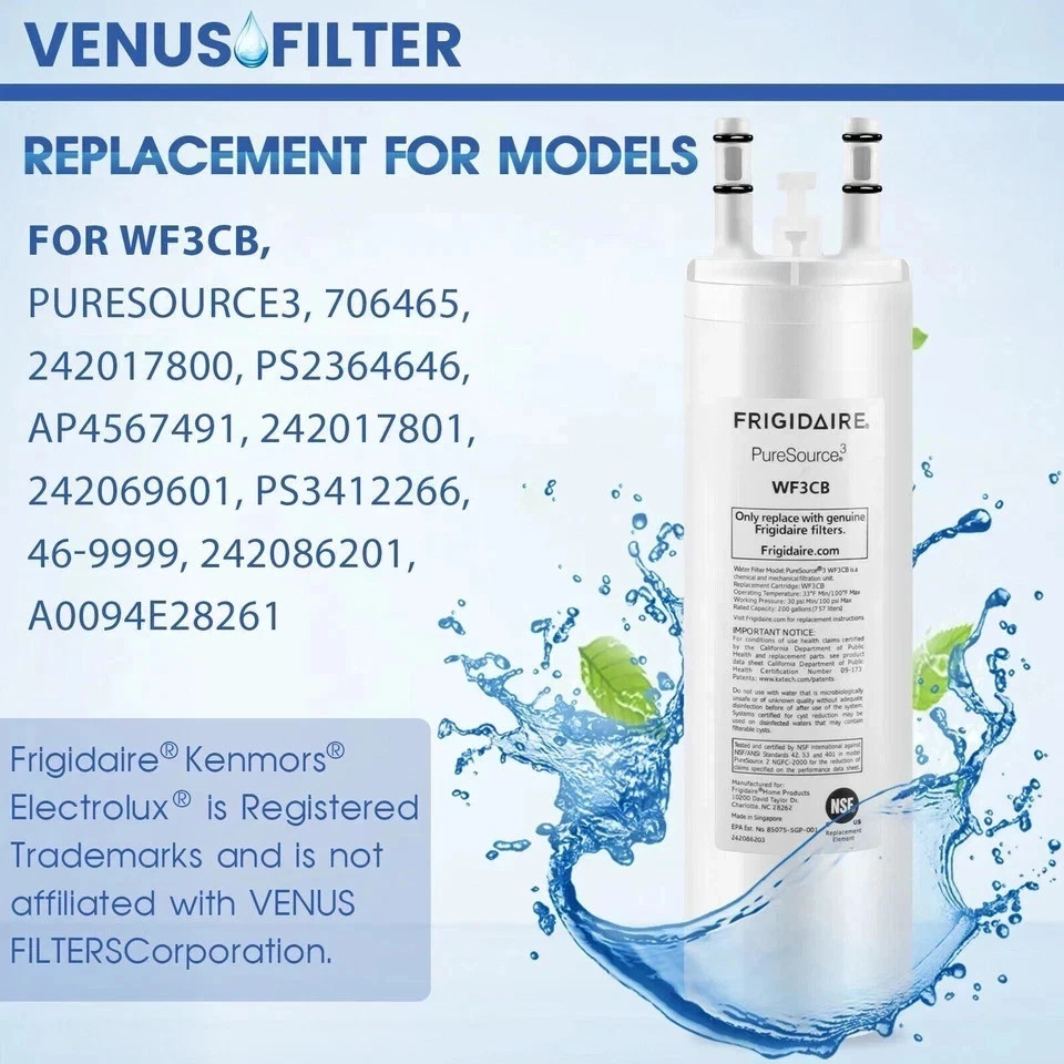 2 PACK Frigdaire WF3CB PureSource 3 Refrigerator Water Filter New Sealed gallery